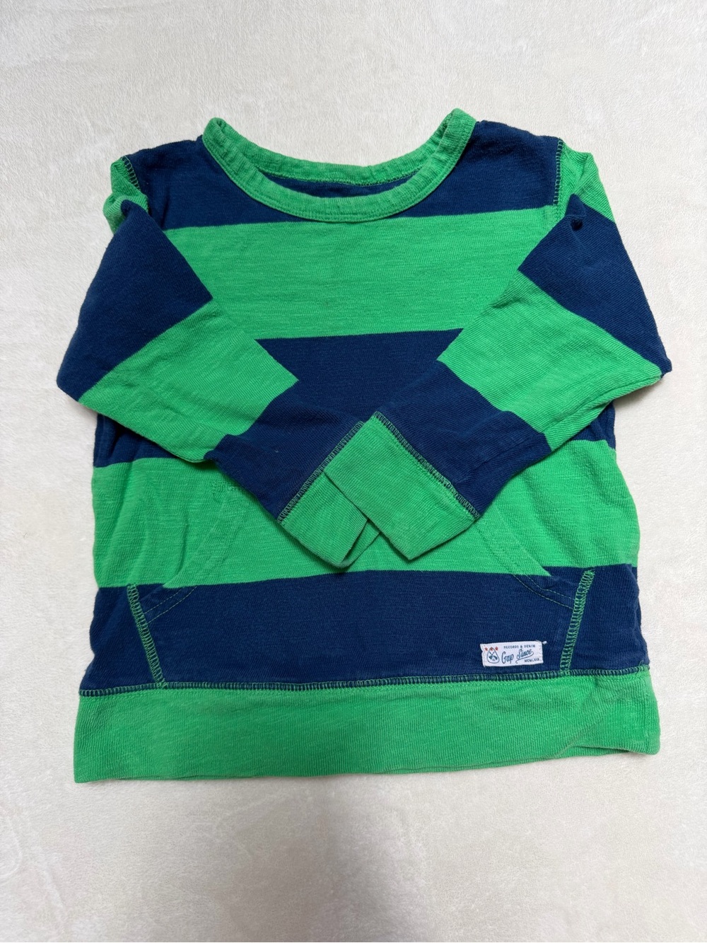 GAP Kids Long Sleeve Striped Sweatshirt in Green & Navy